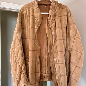 Free People Dolman Quilted Knit Jacket, tan
